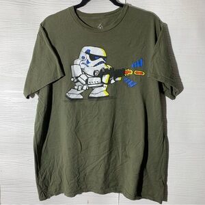 Disney Parks Star Wars Cute Stormtrooper Pew Pew Graphic Tee XL Olive Green